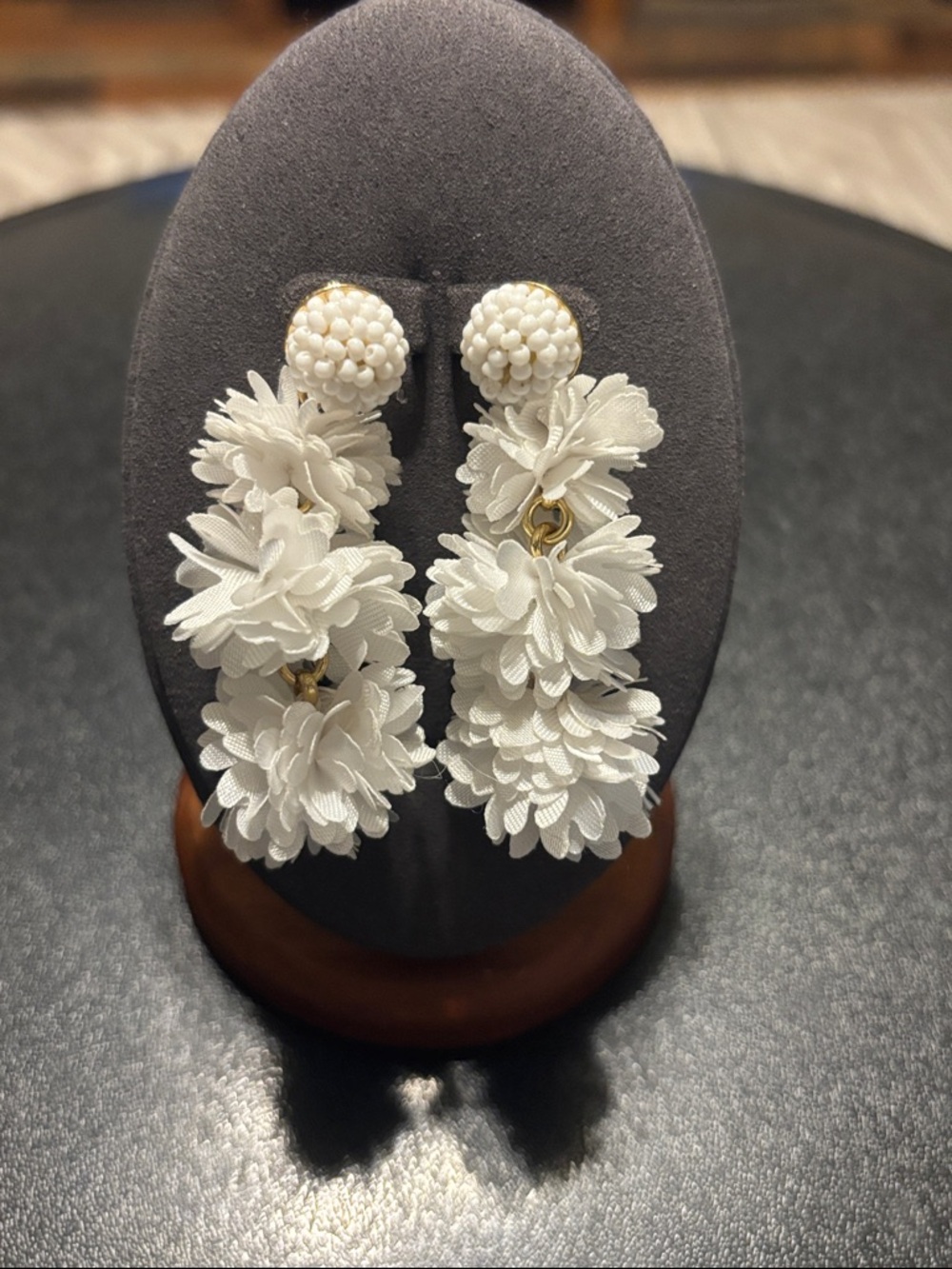 J. Crew White Floral Cluster Drop Earrings